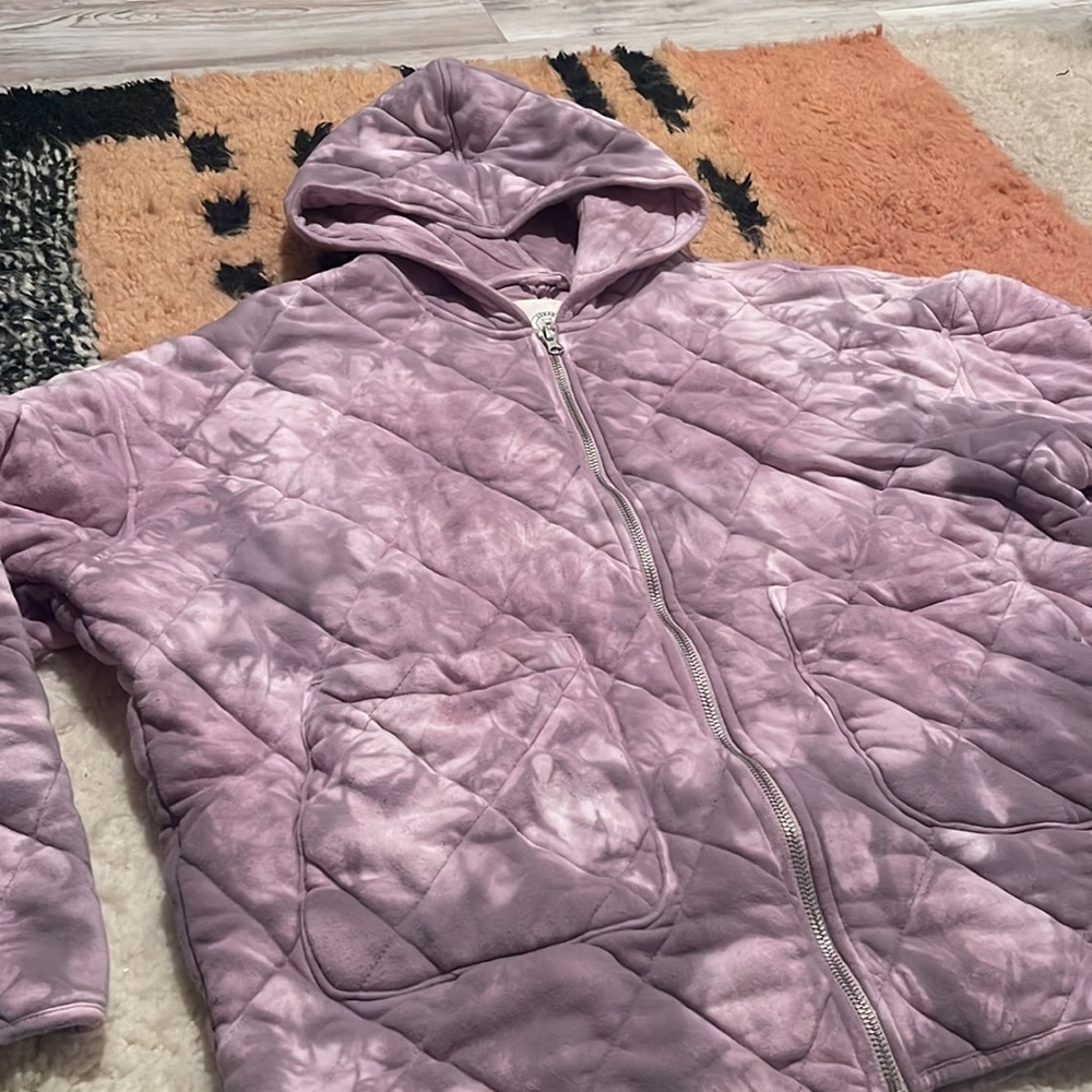 UO Freja Quilted Hooded Zip Up Jacket Purple Small - Picture 5 of 8